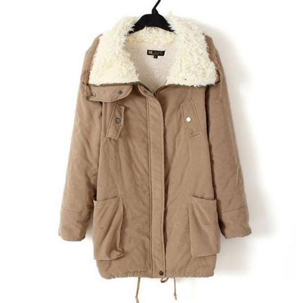 SXXL Women Warm Long Thicken Sleeve Zip Fleece Winter Coat Jacket