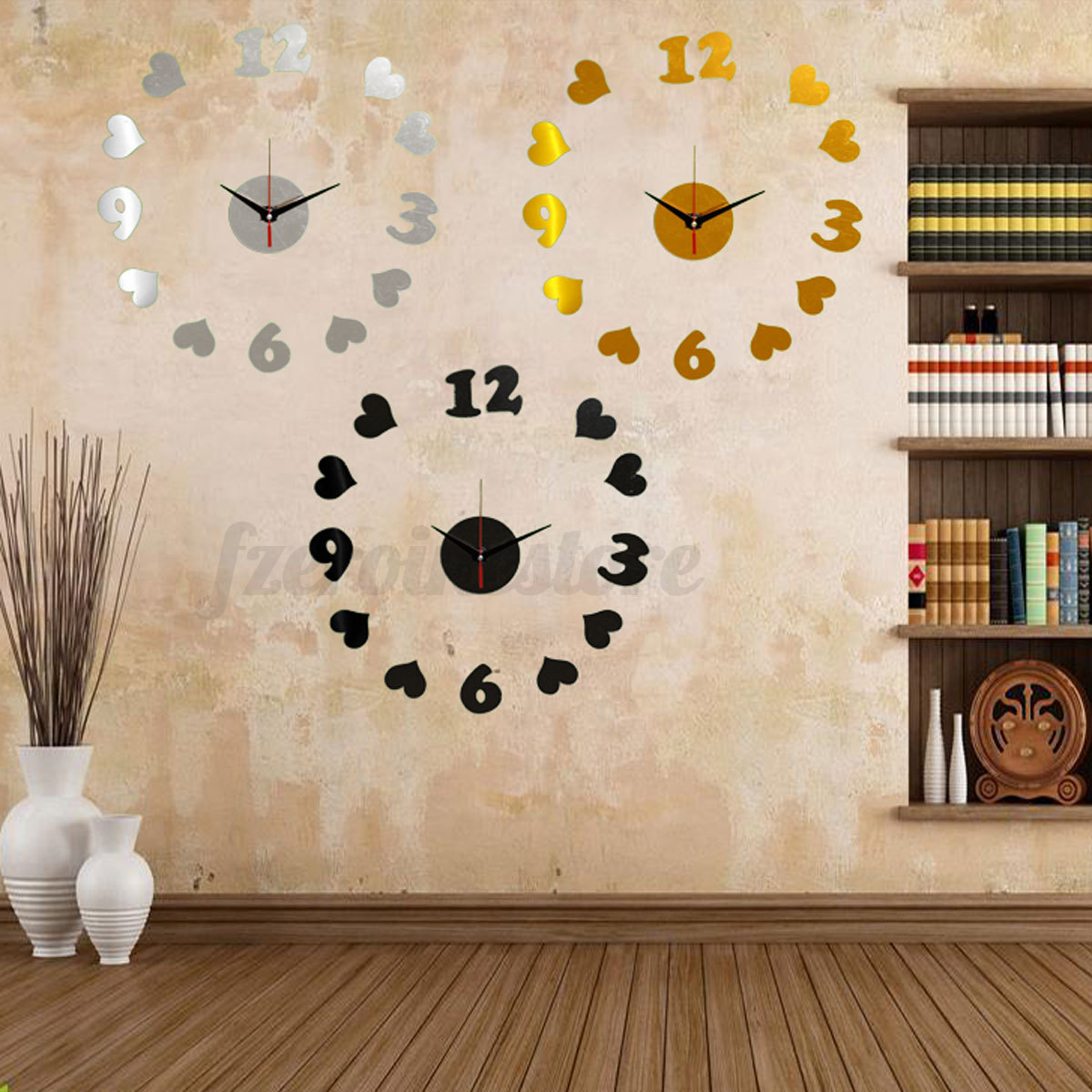 3d modern design wanduhr spiegel wandtattoo wohnzimmer wanddeko ... Silber wohnzimmer amerika