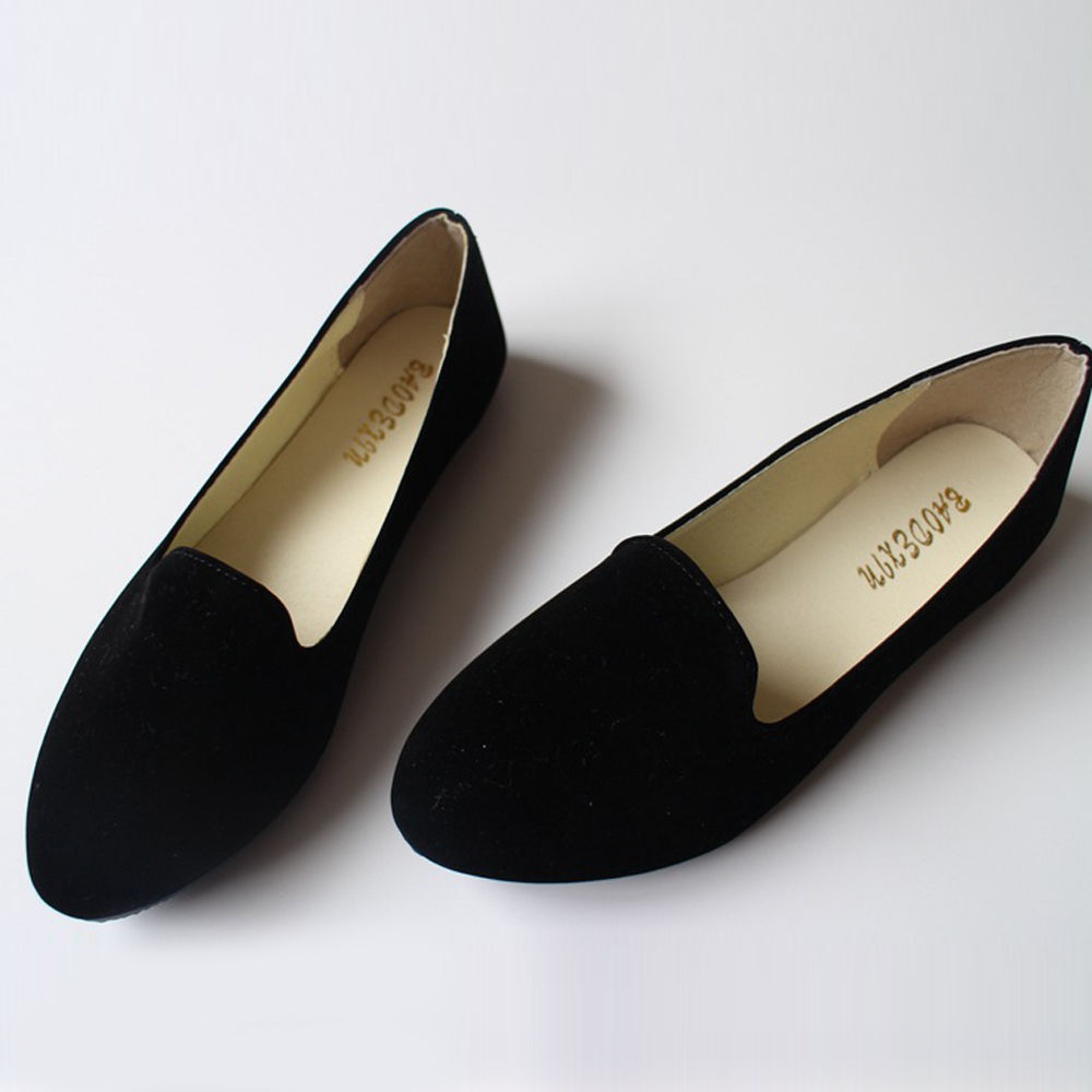 womens black suede ballet flats