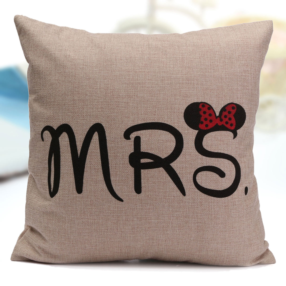 Cartoon Mr Mrs Cotton Linen Pillow Case Sofa Back Throw Cushion Cover Home Decor eBay
