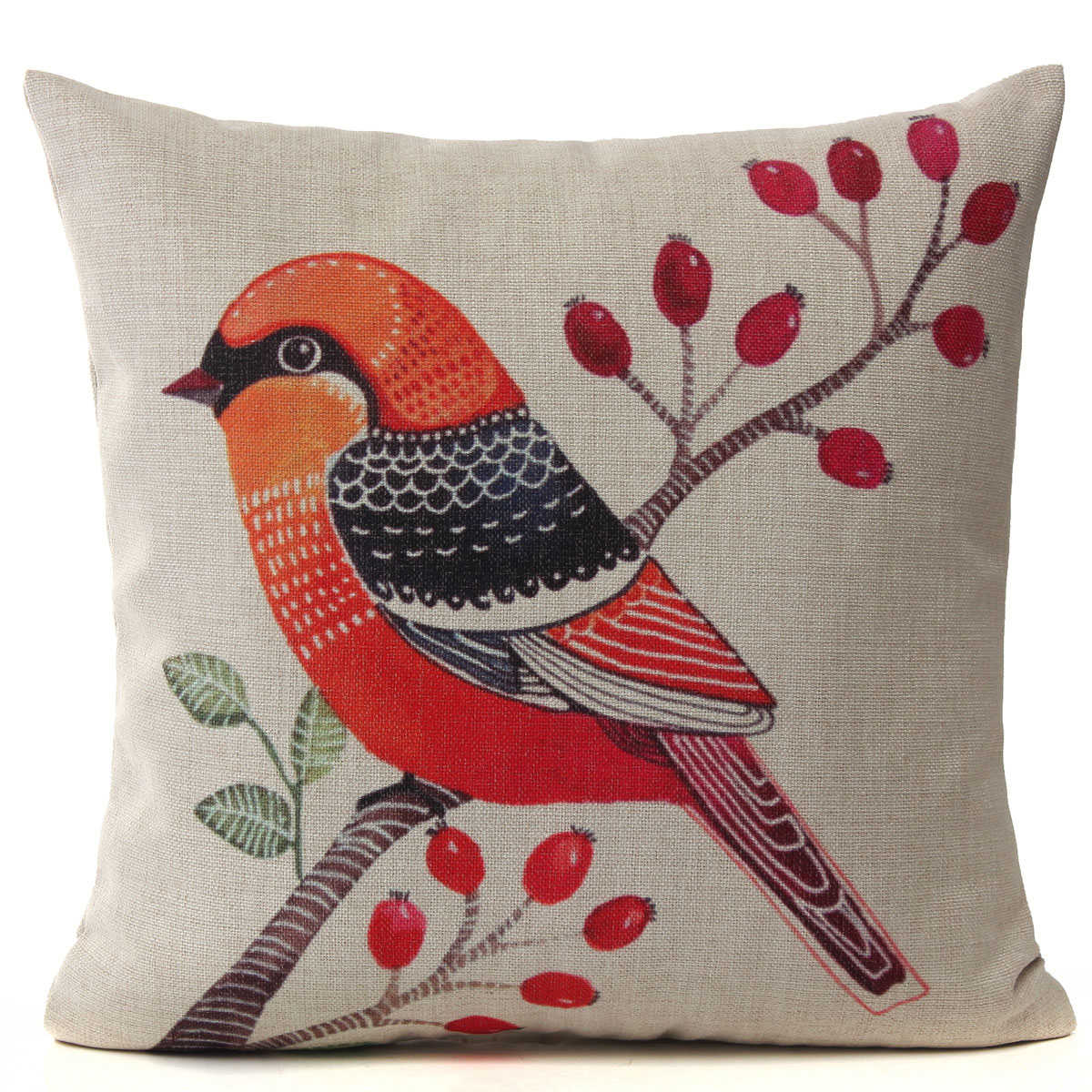 Cotton Linen Flower Bird Animal Print Cushion Cover Pillow Case Home
