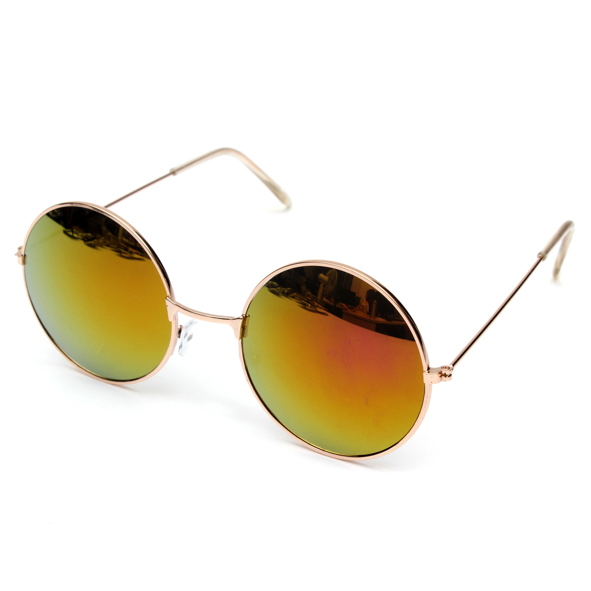 Retro Vintage Men Women Big Round Metal Frame Sunglasses ...