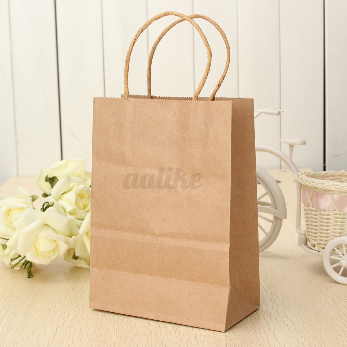 1~50pcs bulk kraft paper gift carry shopping bags retail food
