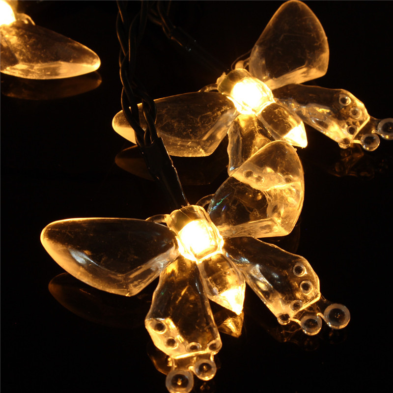 Set of 20 Solar String Fairy Dragonfly Butterfly Garden Xmas Lights LED Lanterns