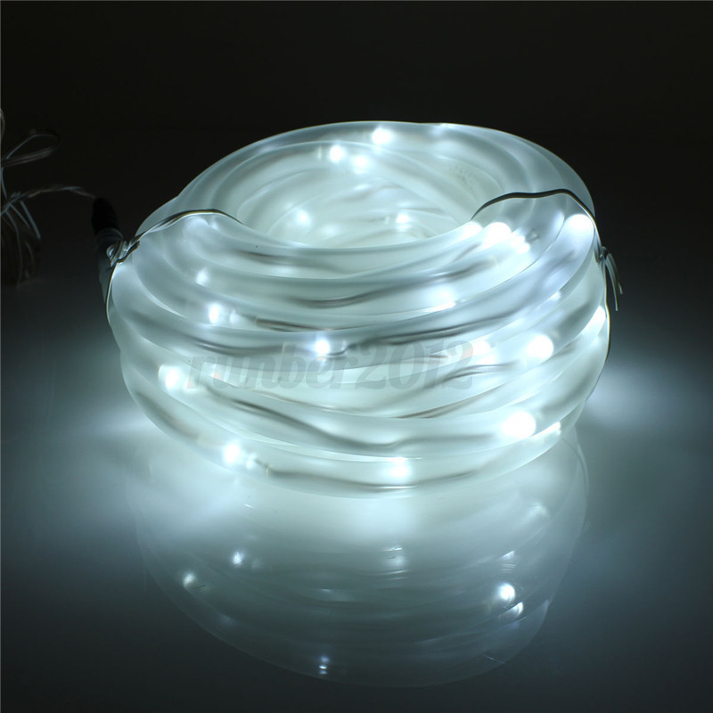 10M 100 LED Solar Rope Tube String Strip Light Waterproof Christmas Party Decor eBay