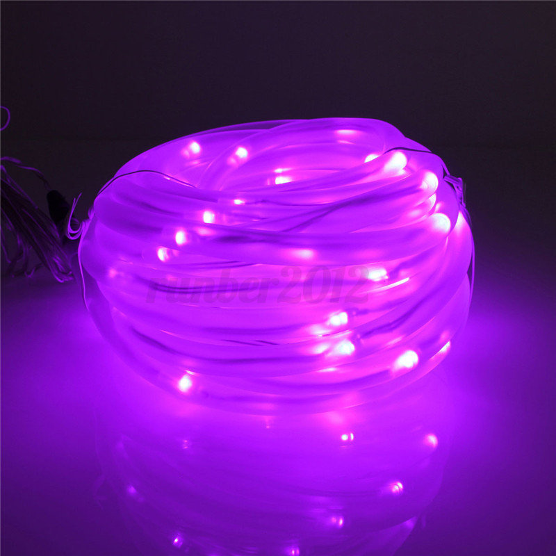 10M 100 LED Solar Rope Tube String Strip Light Waterproof Christmas Party Decor eBay