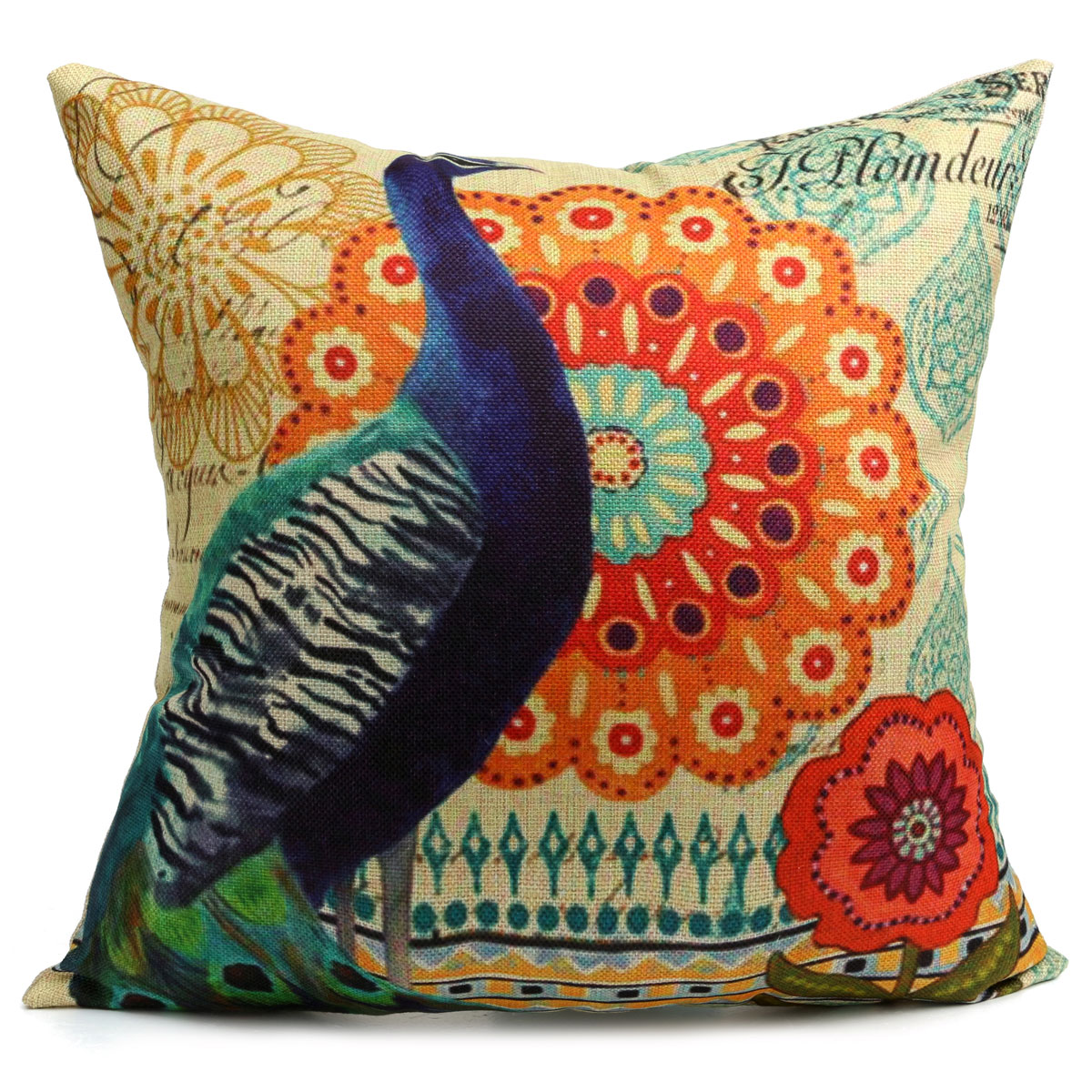 Vintage Flower Peacock Oriental Cushion Cover Decorative Sofa Throw Pillow Case eBay