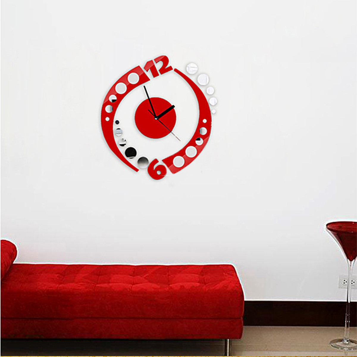 3d adesivo orologio da parete wall clock sticker mirror number ...