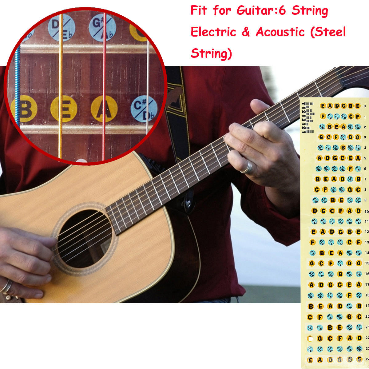 Image is loading Bass-Guitar-Neck-Fretboard-Note-Map-Fret-Sticker-