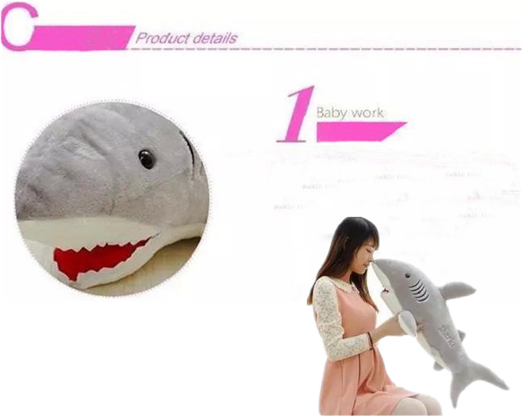 1X 70cm Cute Shark Shaped Plush Toy Pillow Back Cushion Doll Gift Animal Bolster eBay