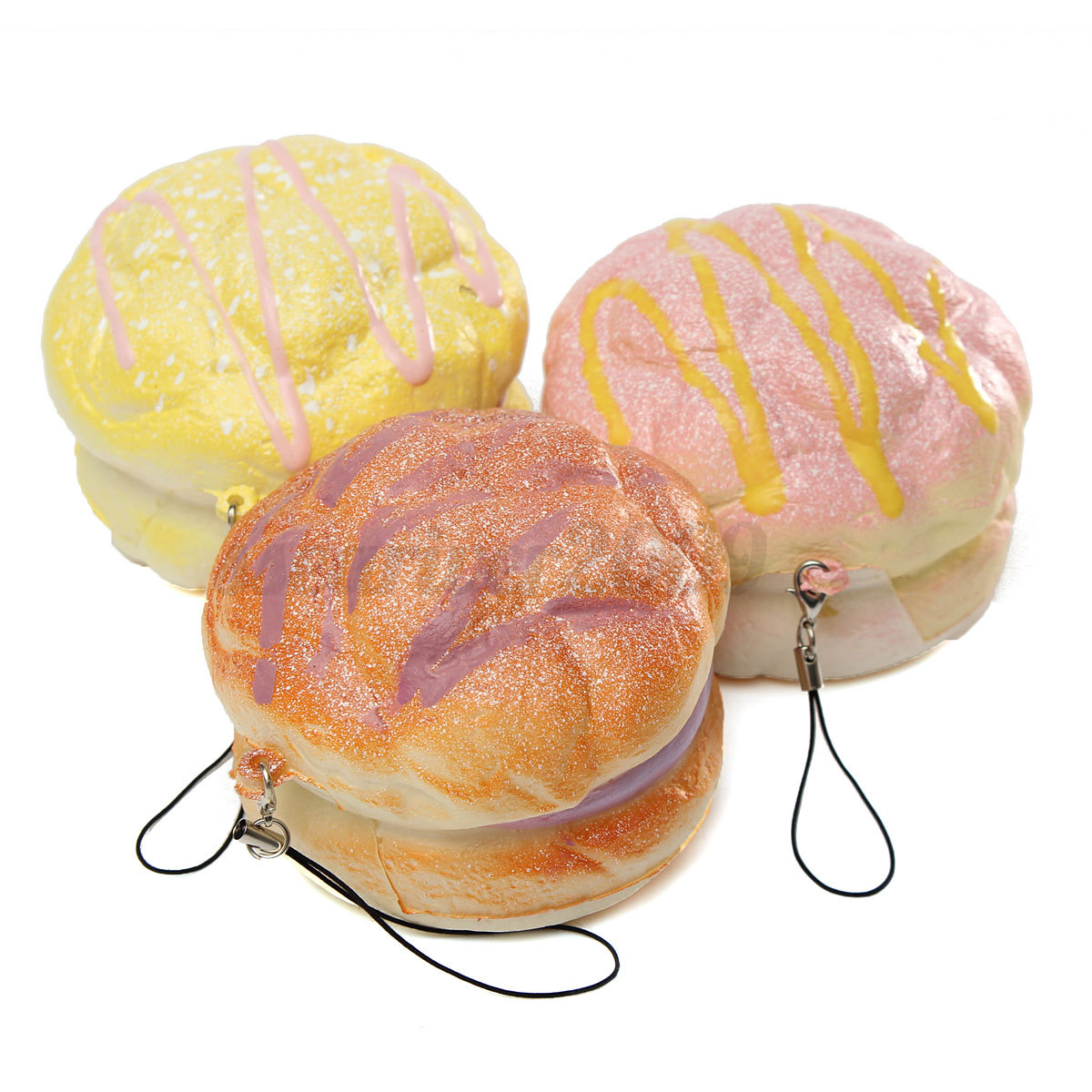Soft Jumbo Puffs Yummy Bun Squishy Bread Hand Pillow Keychain Phone Charm Strap eBay