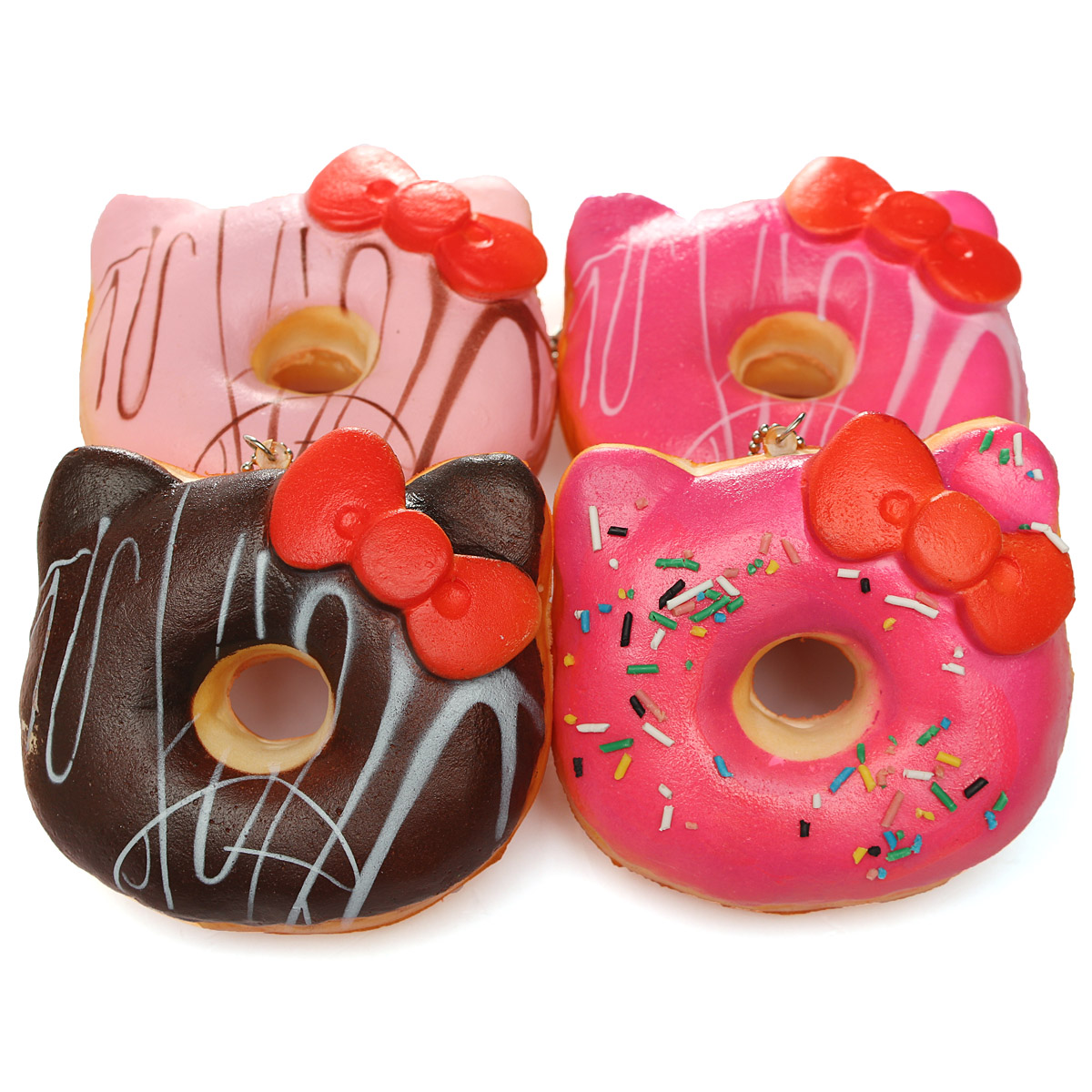 Kawaii Bow Kitten Donut Soft Squishy Bread Keychain Bag Cell Phone Charm Strap eBay