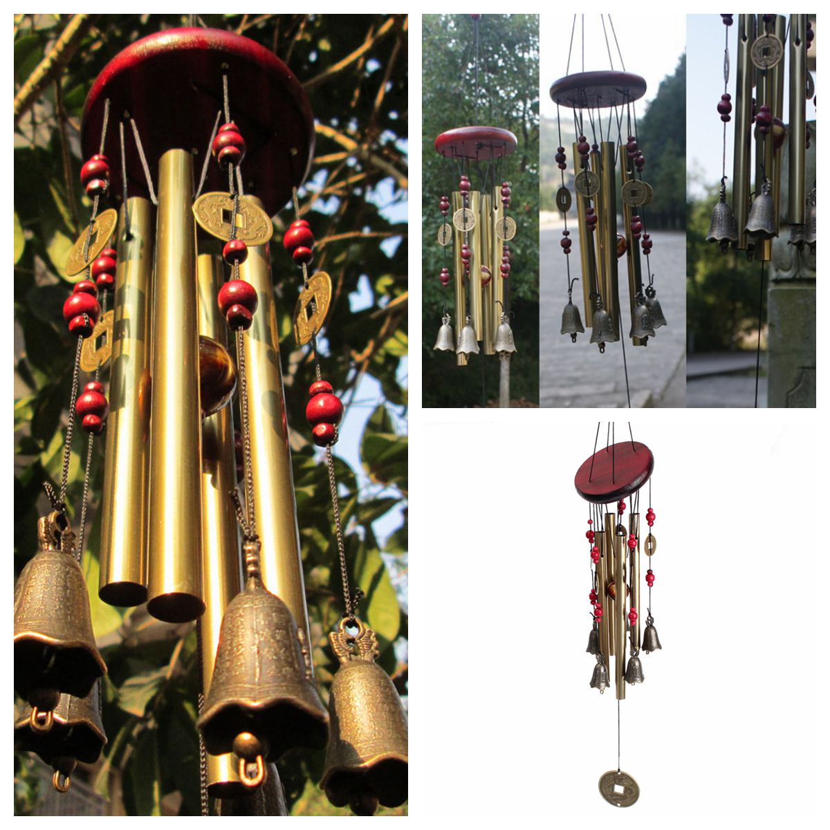 Oriental Lucky Coin Metal Brass Wind Chime Fengshui Chinese Detail Image