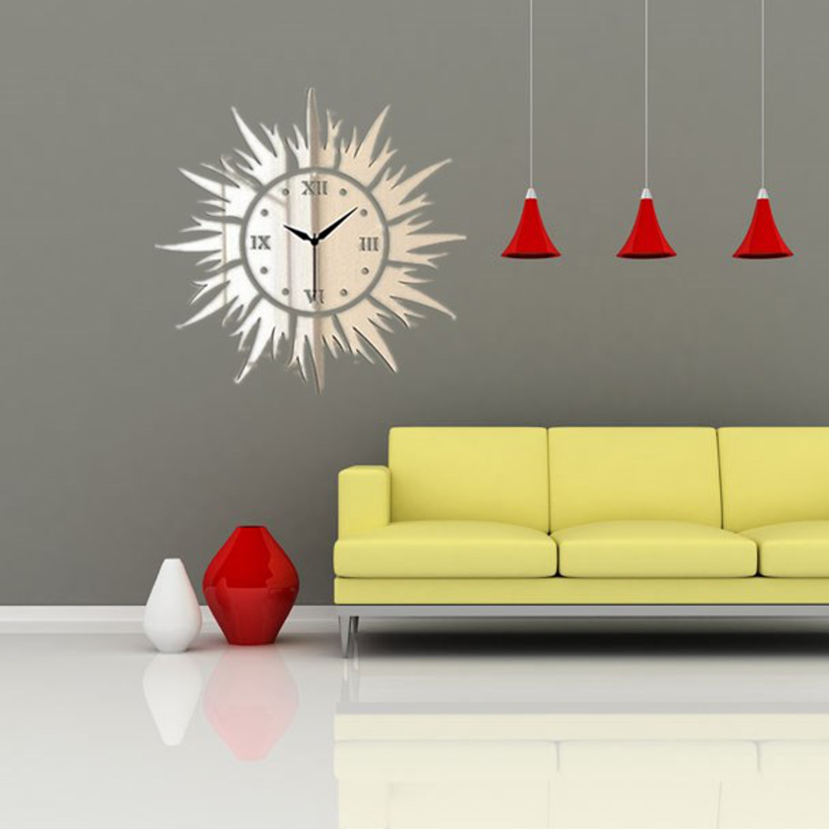 3d adesivo orologio da parete wall clock sticker mirror number ...