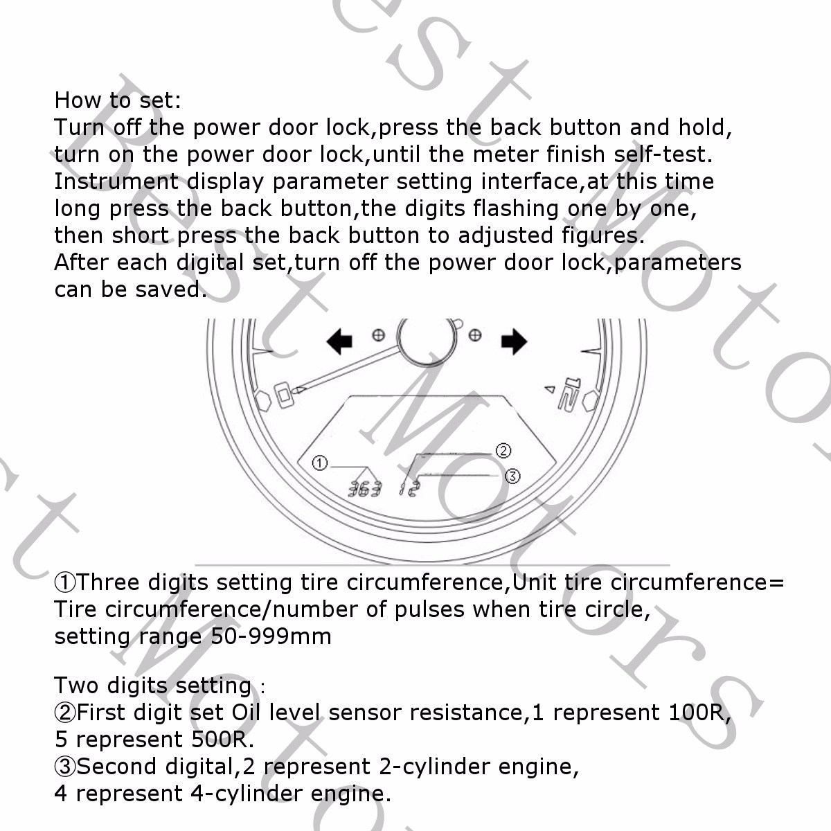 12000rpm Lcd Digital Speedometer Odometer Tachometer 2 4