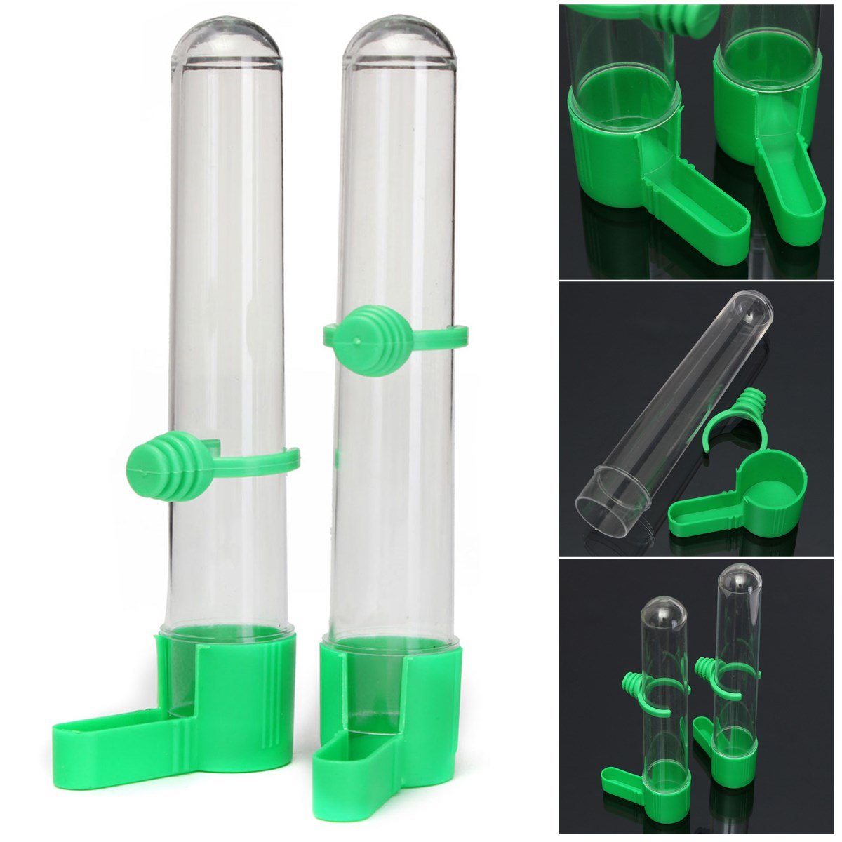 2x Bird Drinker Food Feeder Waterer With ...
