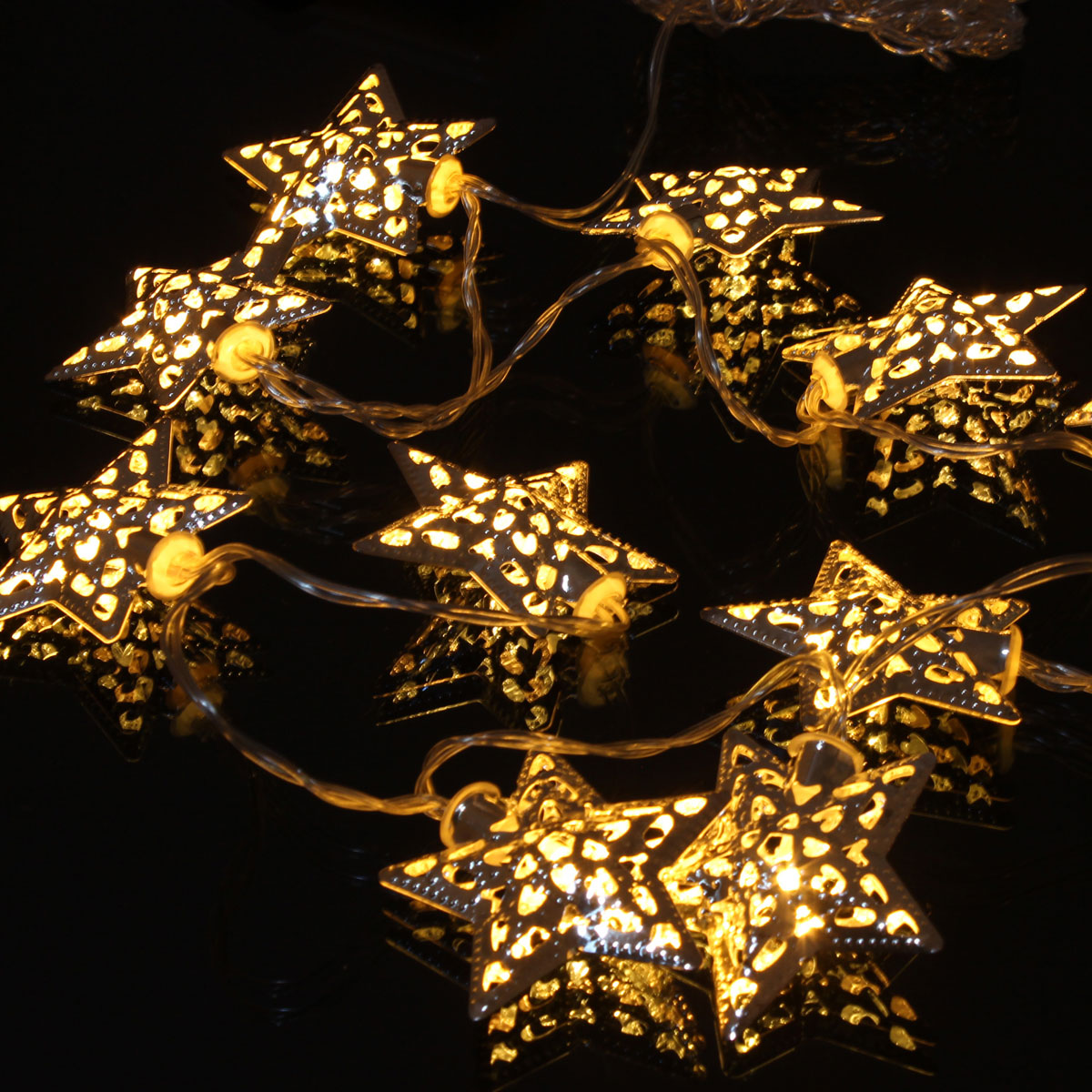 1.8M 10 LED Moroccan Star String Solar Lantern Fairy Lights Outdoor Garden Decor eBay
