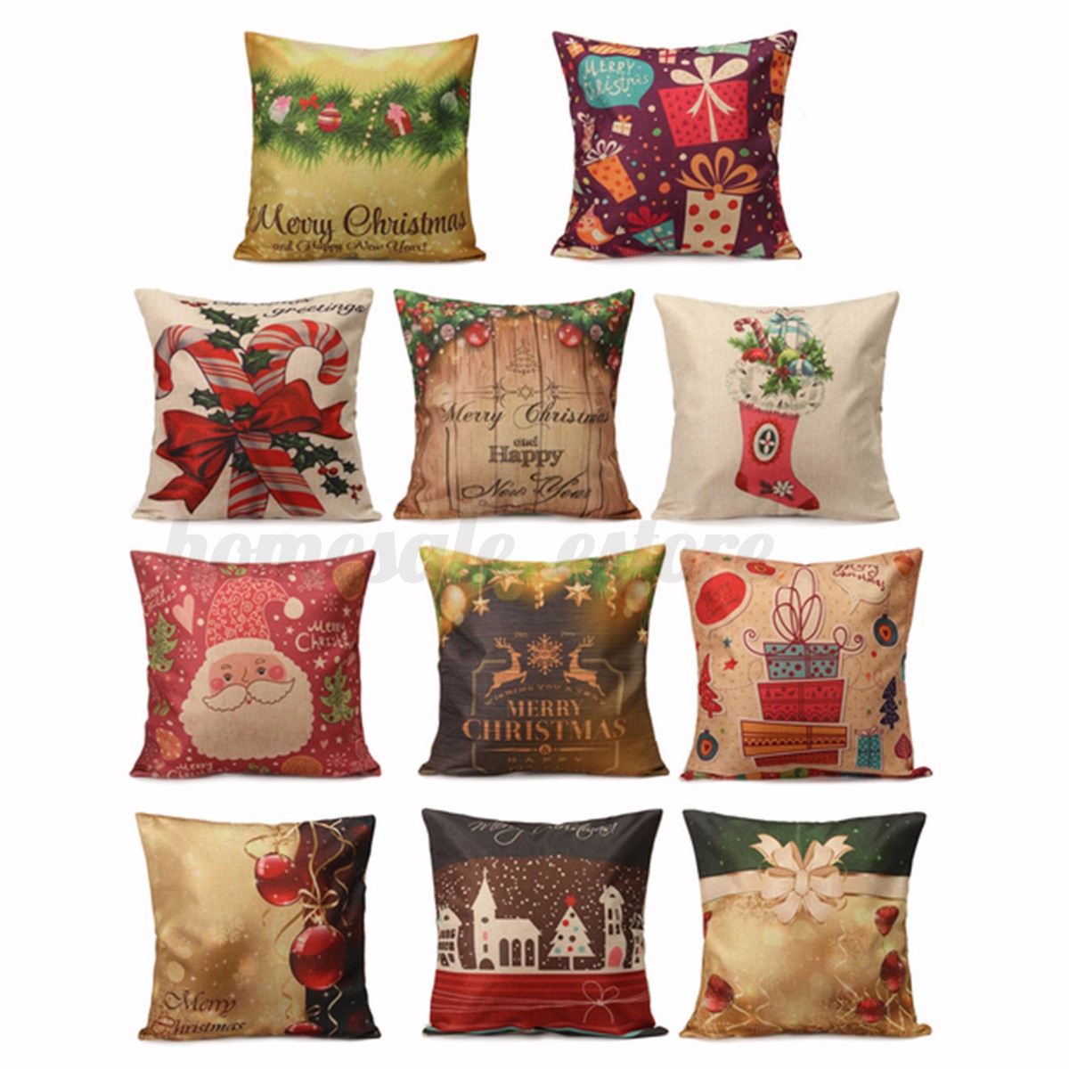 Vintage Cotton Linen Throw Pillow Case Xmas Cushion Cover Christmas Decor Gift eBay