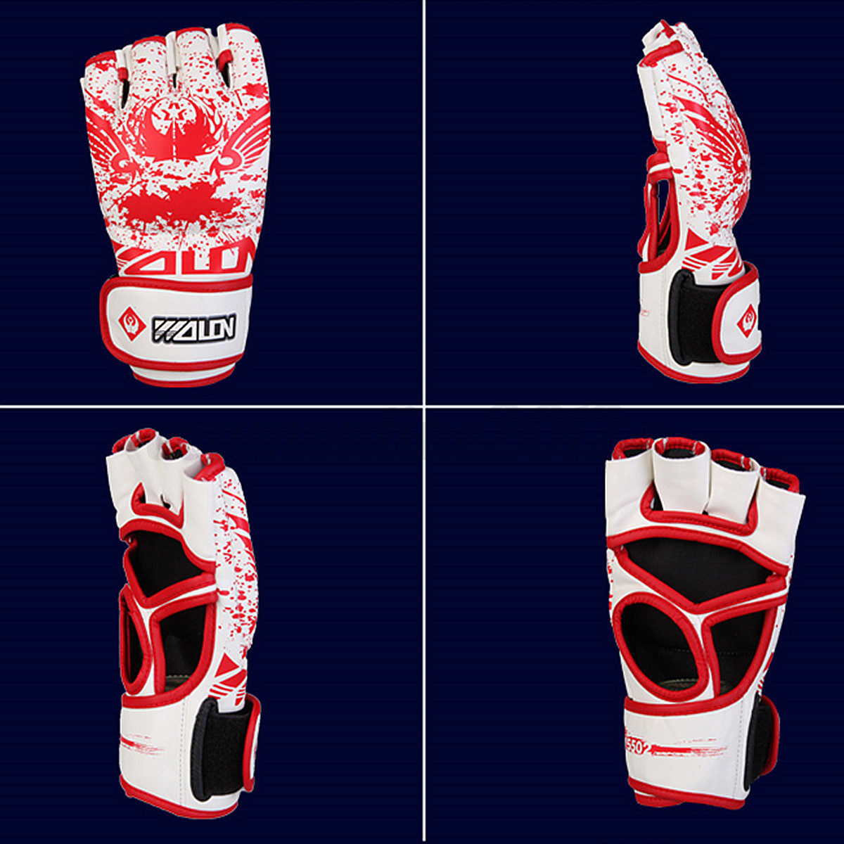 Gants MMA Demi-doigts - Cuir PU Respirant - Protection Poignet - 2 Paires