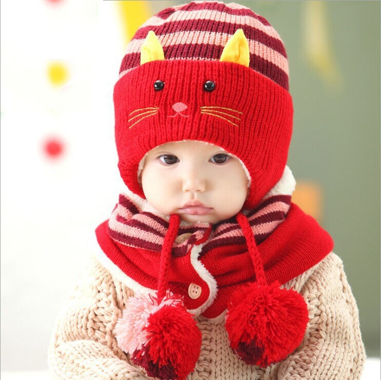 Set Cute Baby Boy Girls Winter Warm Hats Beanie Caps Set Cute Baby Boy Girls Winter Warm Hats Beanie Caps