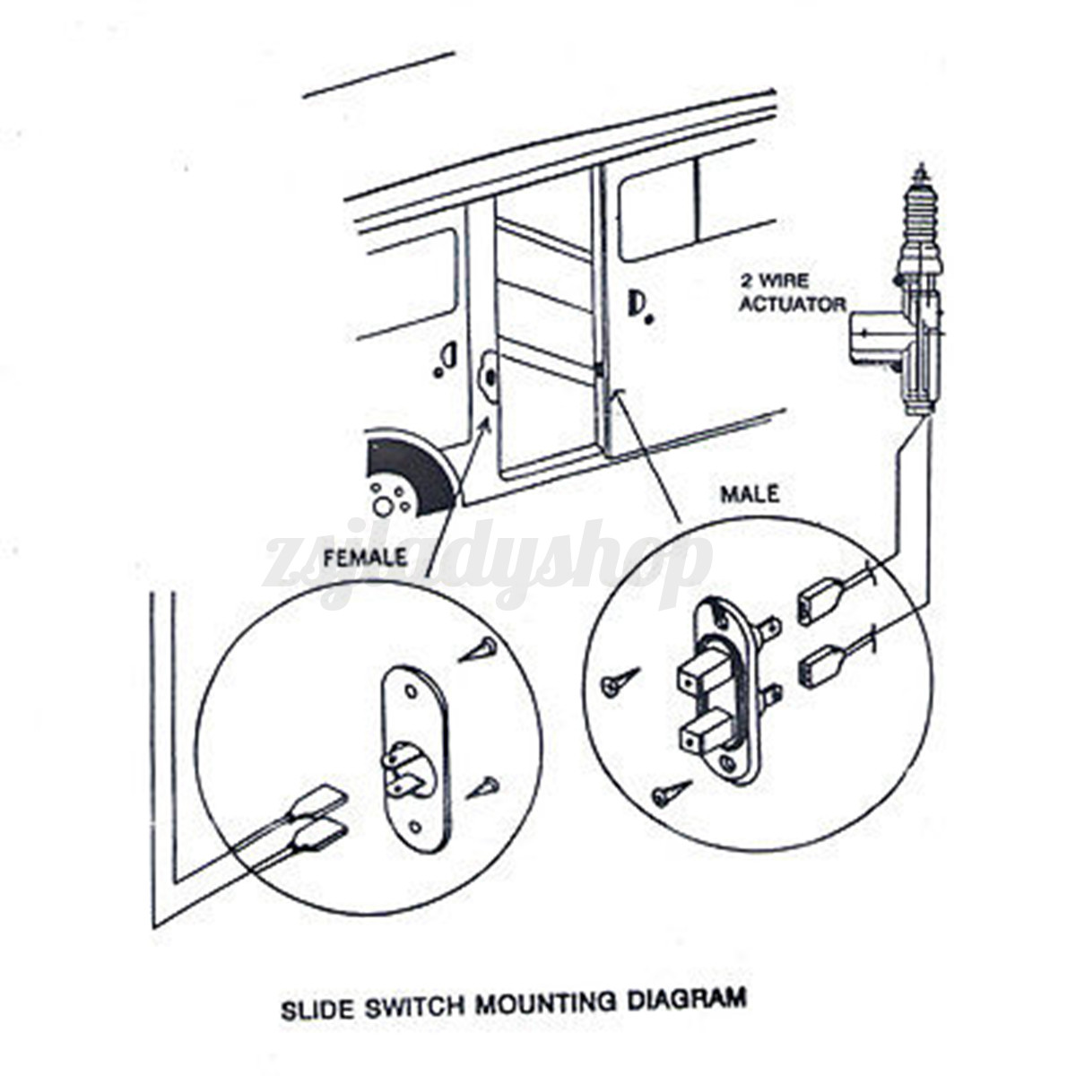 Black Sliding Door Contact Switch For Van Alarm Central Locking Systems