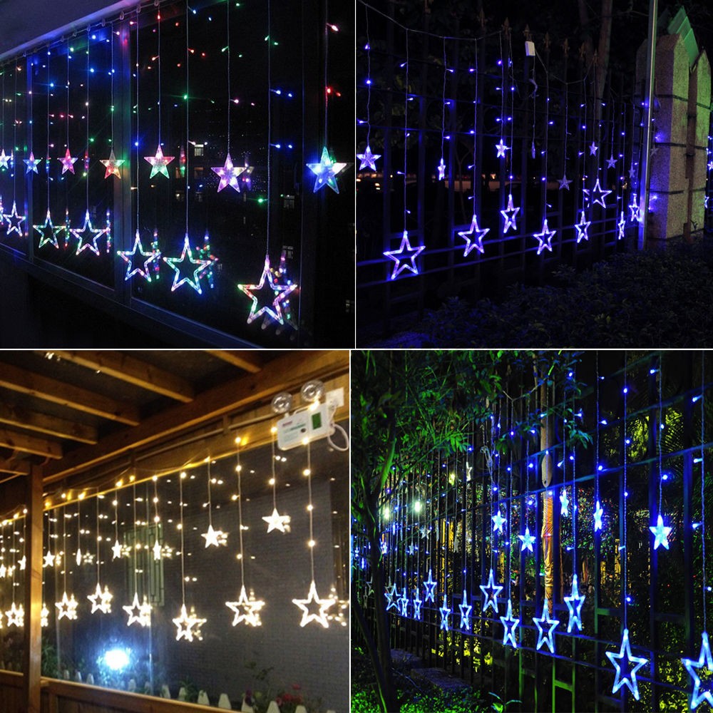 138 LED Christmas Wedding Xmas Party Decor String Fairy Window Wall Star Light eBay