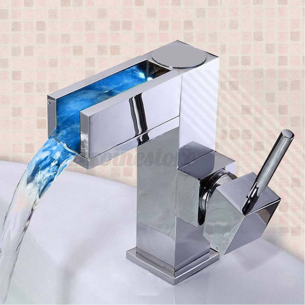 Led rgb wasserfall wasserhahn einhandmischer waschbecken armatur ... Wasserhahn weiß bad