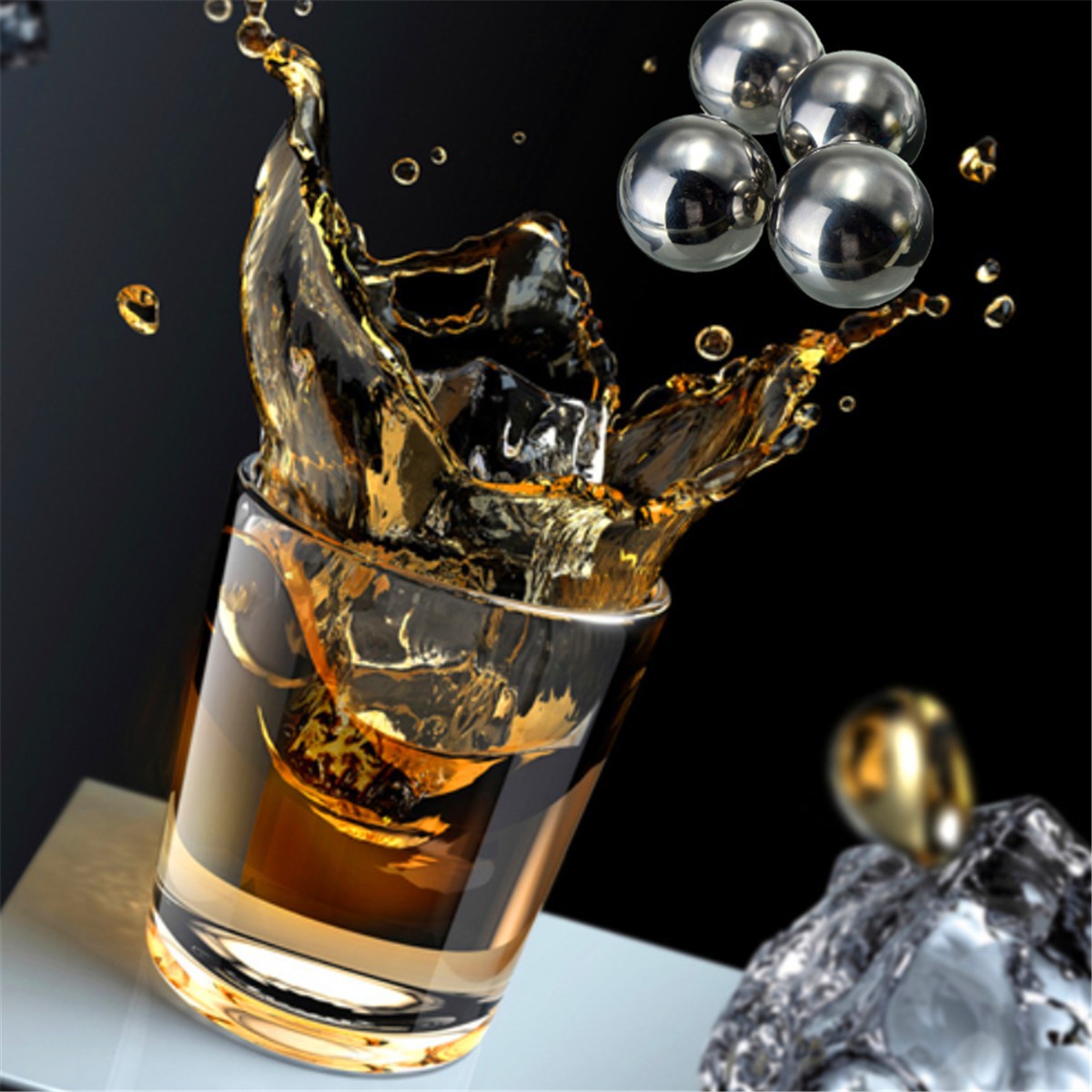 Reusable Stainless Steel Wine Whiskey Drink Chiller Stones Rocks Ice