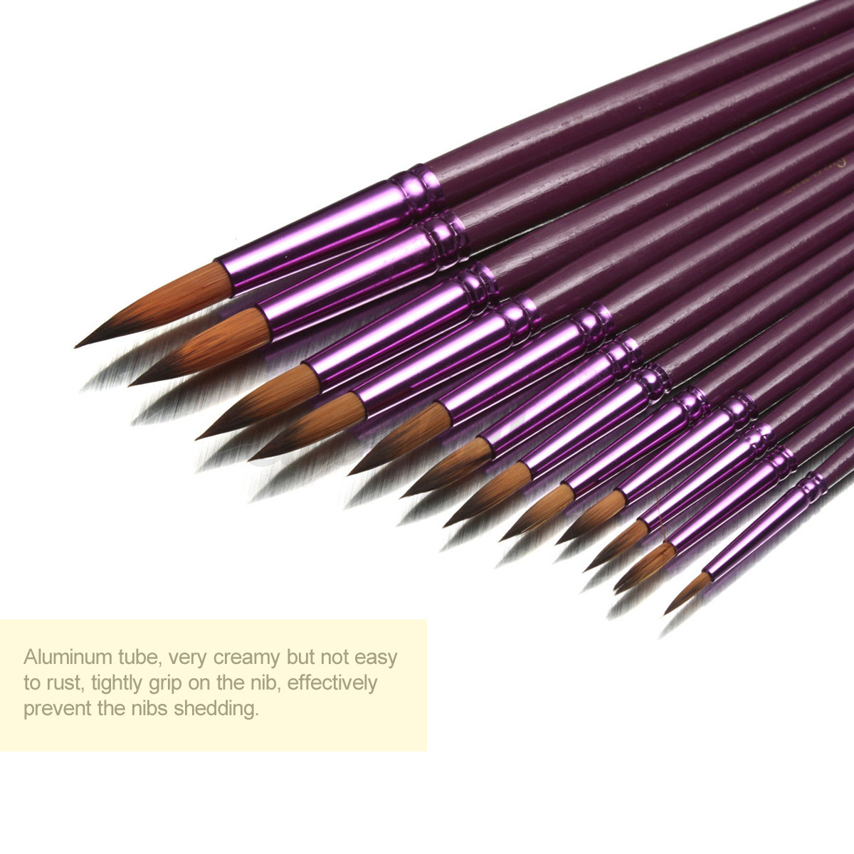 Flat Tip Painting Brushes Set Artist Nylon Hair Watercolor Oil Drawing Pen