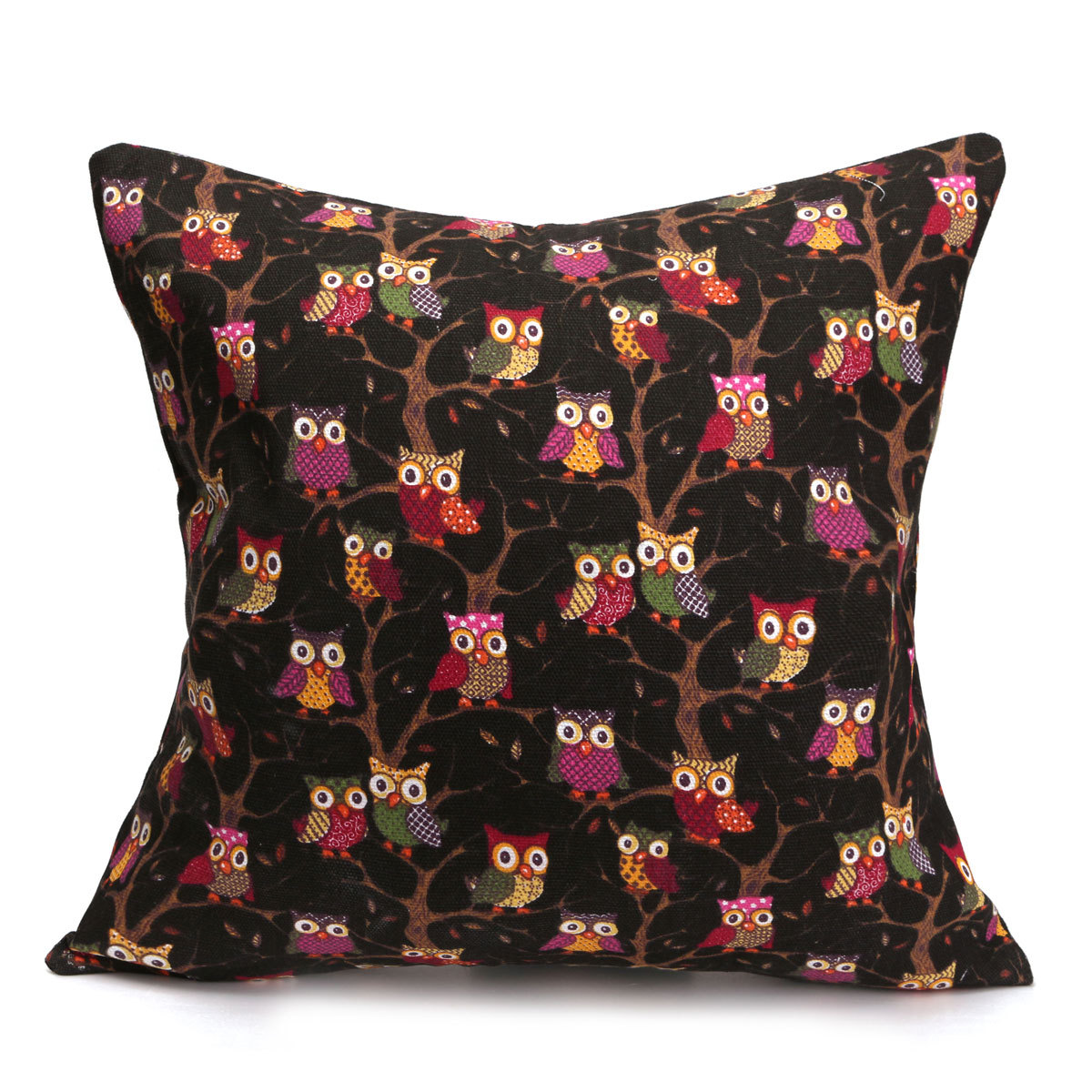Cartoon Owl Cotton Linen Throw Pillow Case Cushion Cover Home Sofa Decorative eBay