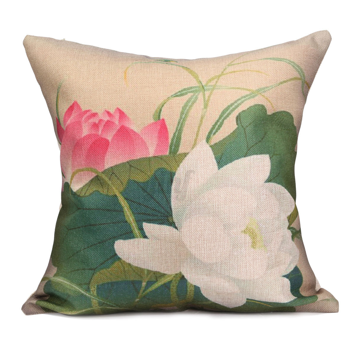 Vintage Chinese Style Ink Painting Lotus Home Pillow Case Throw Cushion Cover eBay