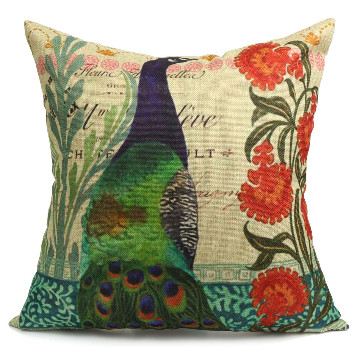 Vintage Flower Peacock Oriental Cushion Cover Decorative Sofa Throw Pillow Case eBay
