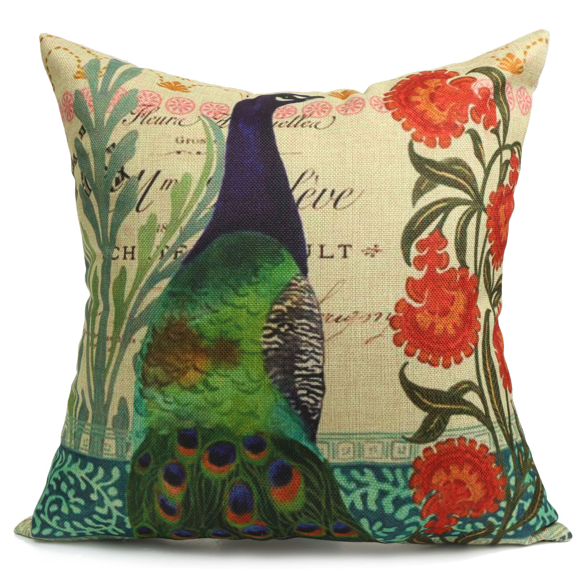 Vintage Flower Peacock Oriental Cushion Cover Decorative Sofa Throw Pillow Case eBay