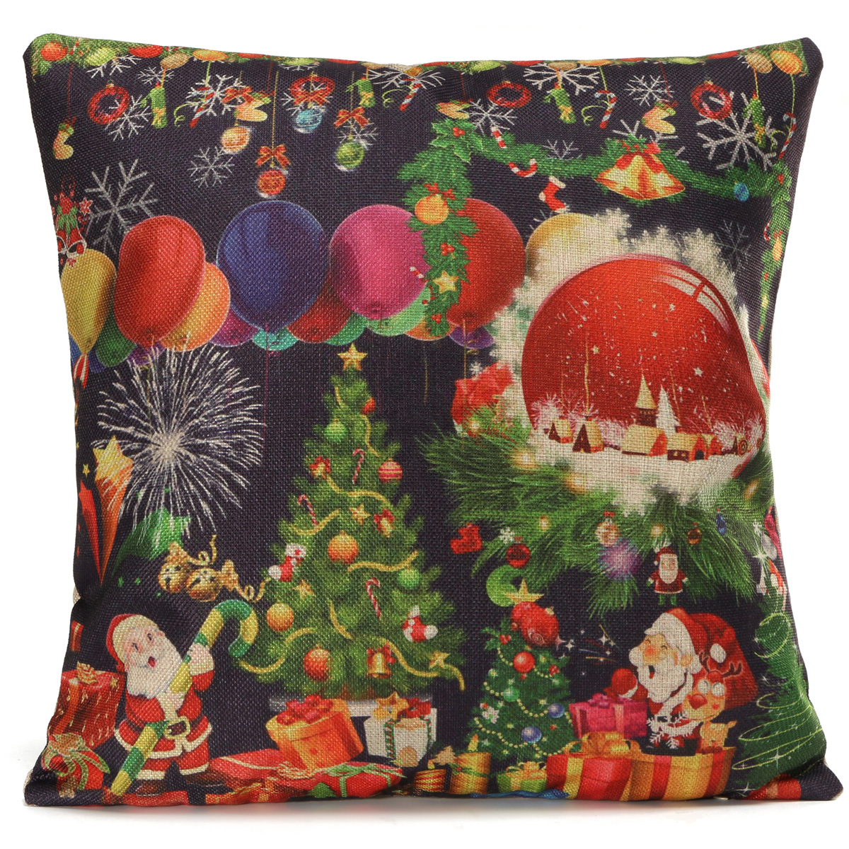 Cotton Linen XMAS Christmas Cushion Cover Decorative Square Pillow Case Car eBay