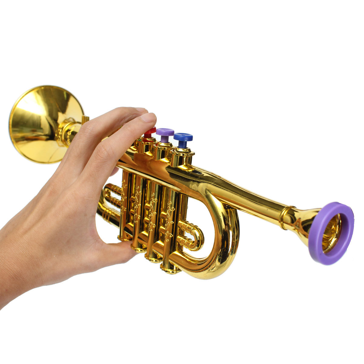 Mini Golden / Silver Musical Instrument Horn Trumpet For Kids Children