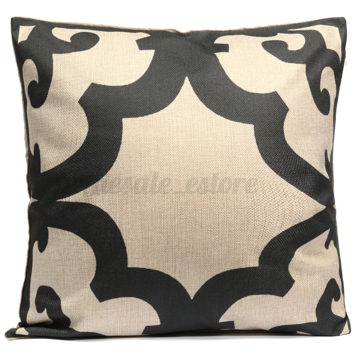 Vintage Black & White Cotton Linen Cushion Cover Throw Pillow Case Home