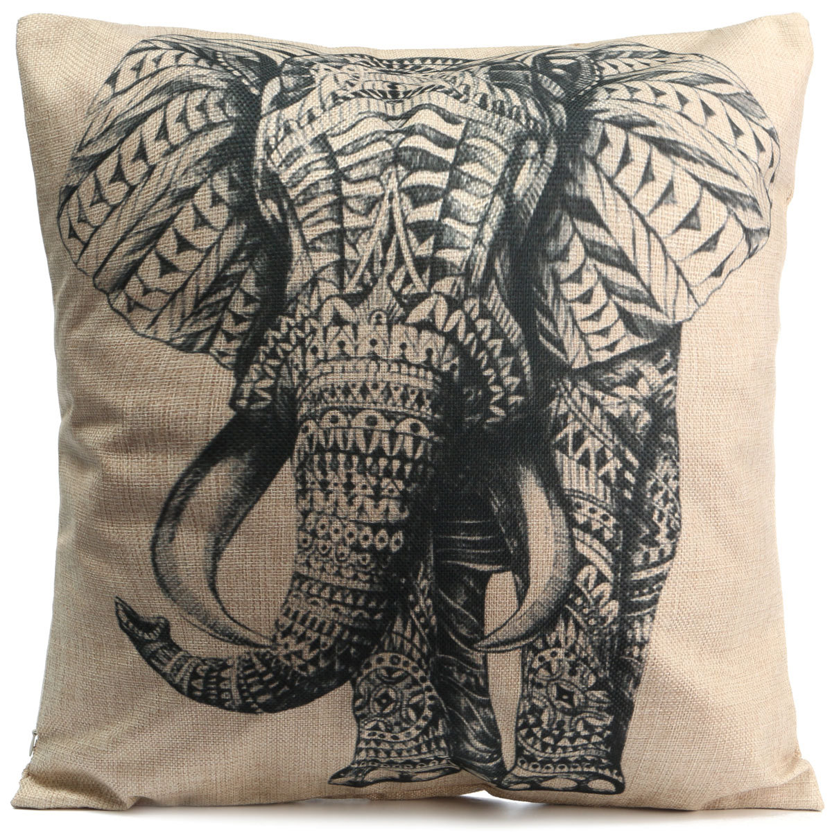 Vintage Elephant Home Decor Cotton Linen Sofa Pillow Case Throw Cushion Cover