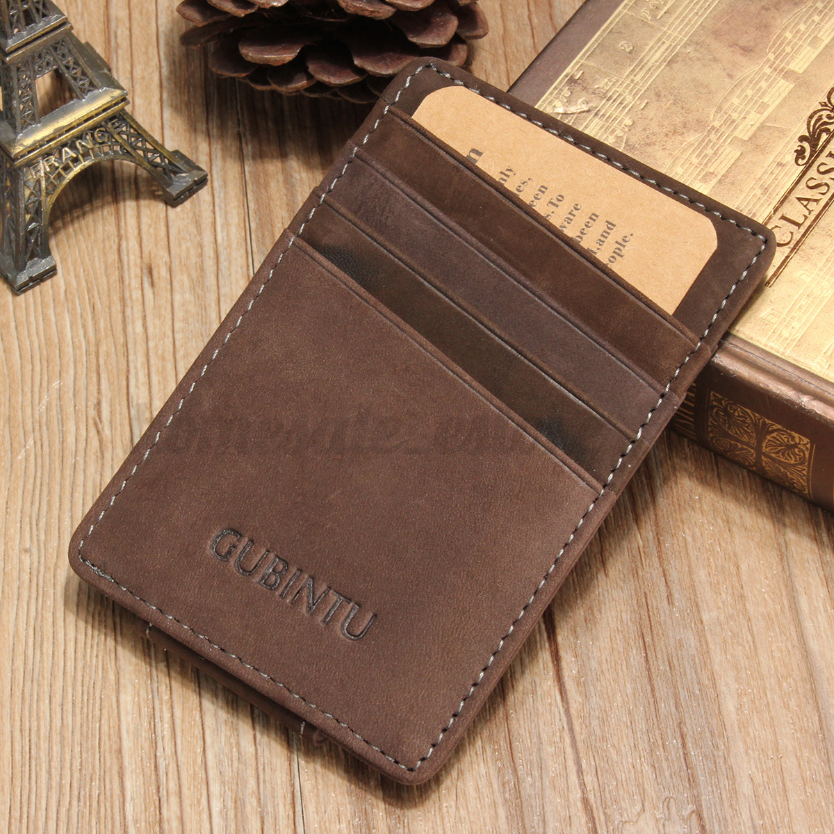 Men Genuine Leather Thin Wallet ID Money Credit Card Slim Holder Front Pocket | eBay