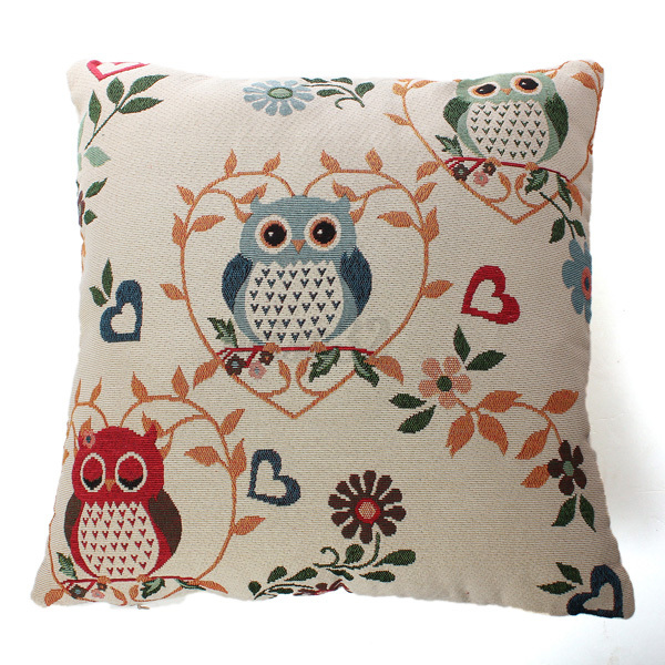 Cartoon Owl Cotton Linen Throw Pillow Case Cushion Cover Home Sofa Decorative eBay