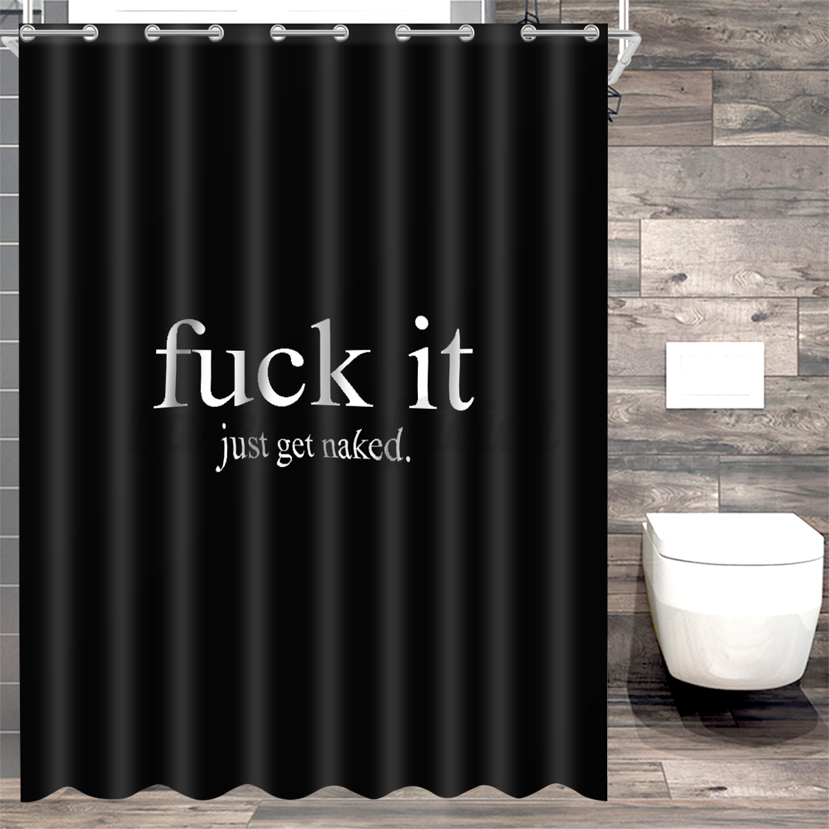 US Waterproof Shower Curtain+Anti-slip Bath Floor Mat Toilet Cover Rug Set+Hooks