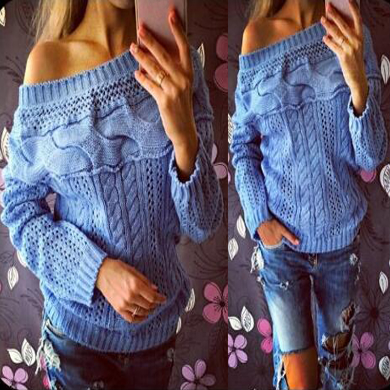 WINTER WOMEN ONE SHOULDER KNIT LONG SLEEVE JUMPER SWEATER TOPS QUALITY PULLOVER