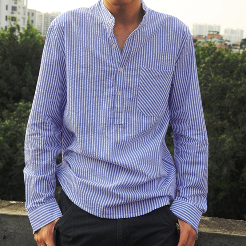 Summer Mens Long Sleeve Shirt Causal Holiday Linen T Shirt Party Beach Tops Tee