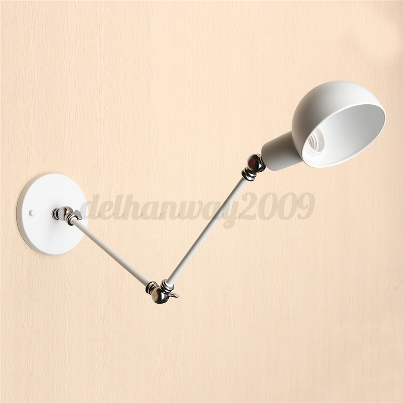 Vintage Industrial Style Wrought Iron Lamp Long Arm Pole Swing Wall Light Sconce eBay