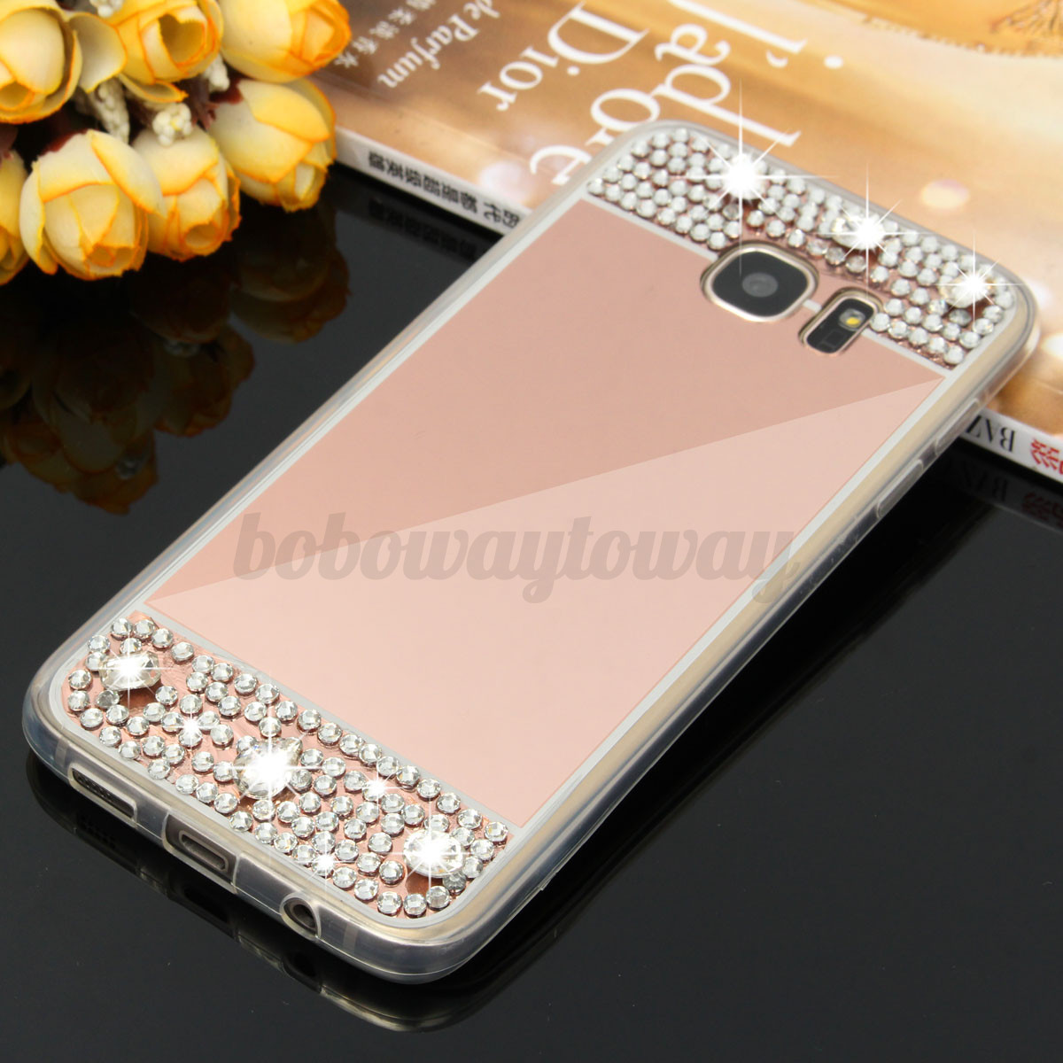 Lucido strass guscio specchio soft cover case astuccio per samsung ...