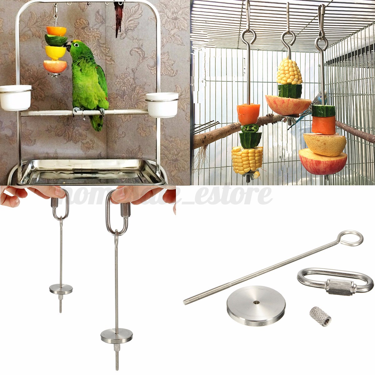 stainless steel skewer toy treat pet bird parrot food stainless steel skewer toy treat pet bird parrot food