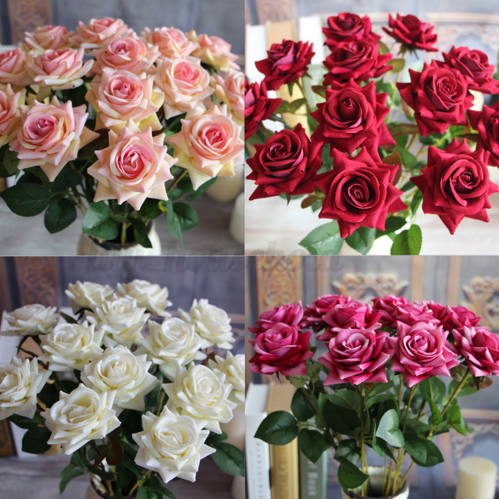 12x künstlich blumen kunstblumen rose blumenstrauà floristik ... Künstliche blumen deko