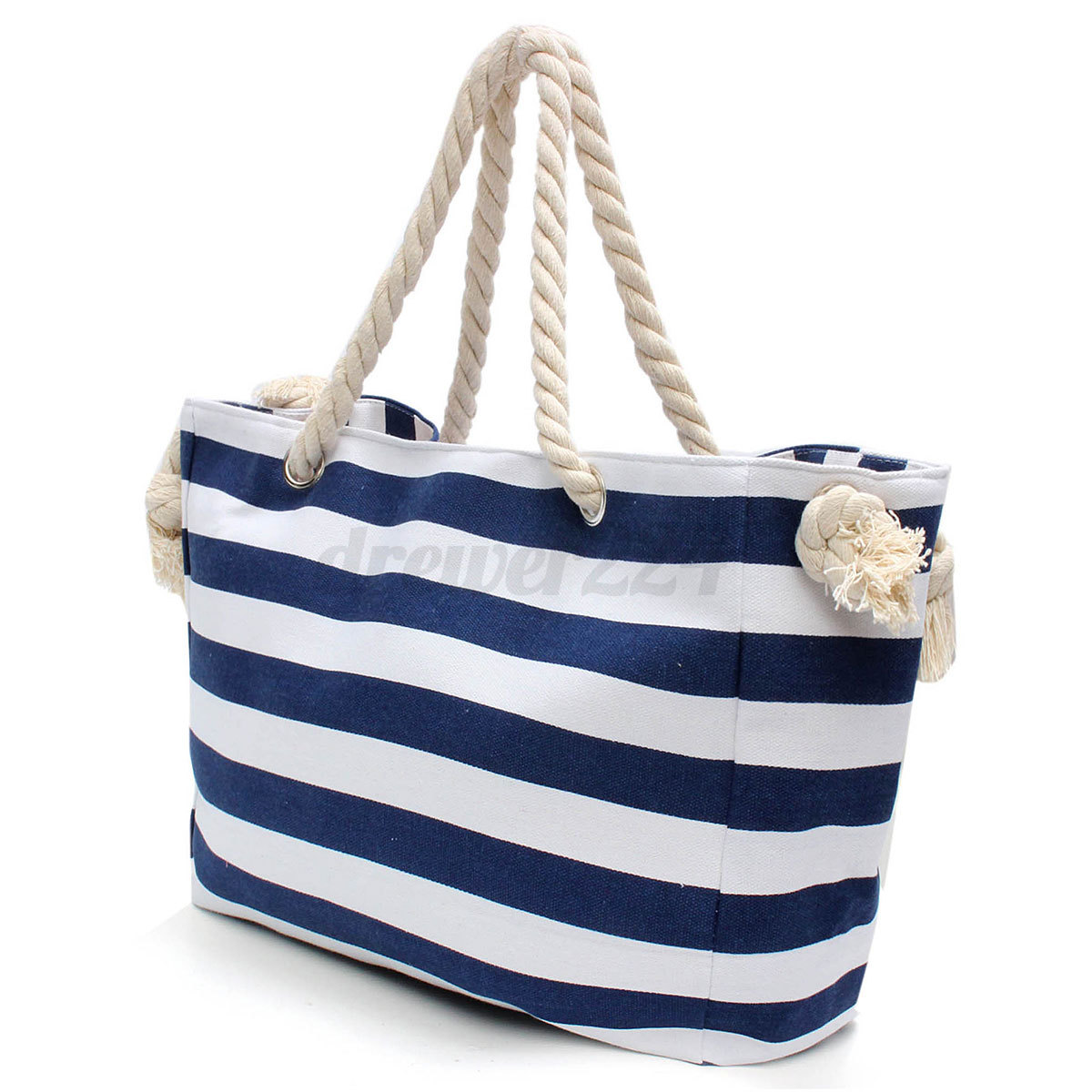 red and white striped beach bag