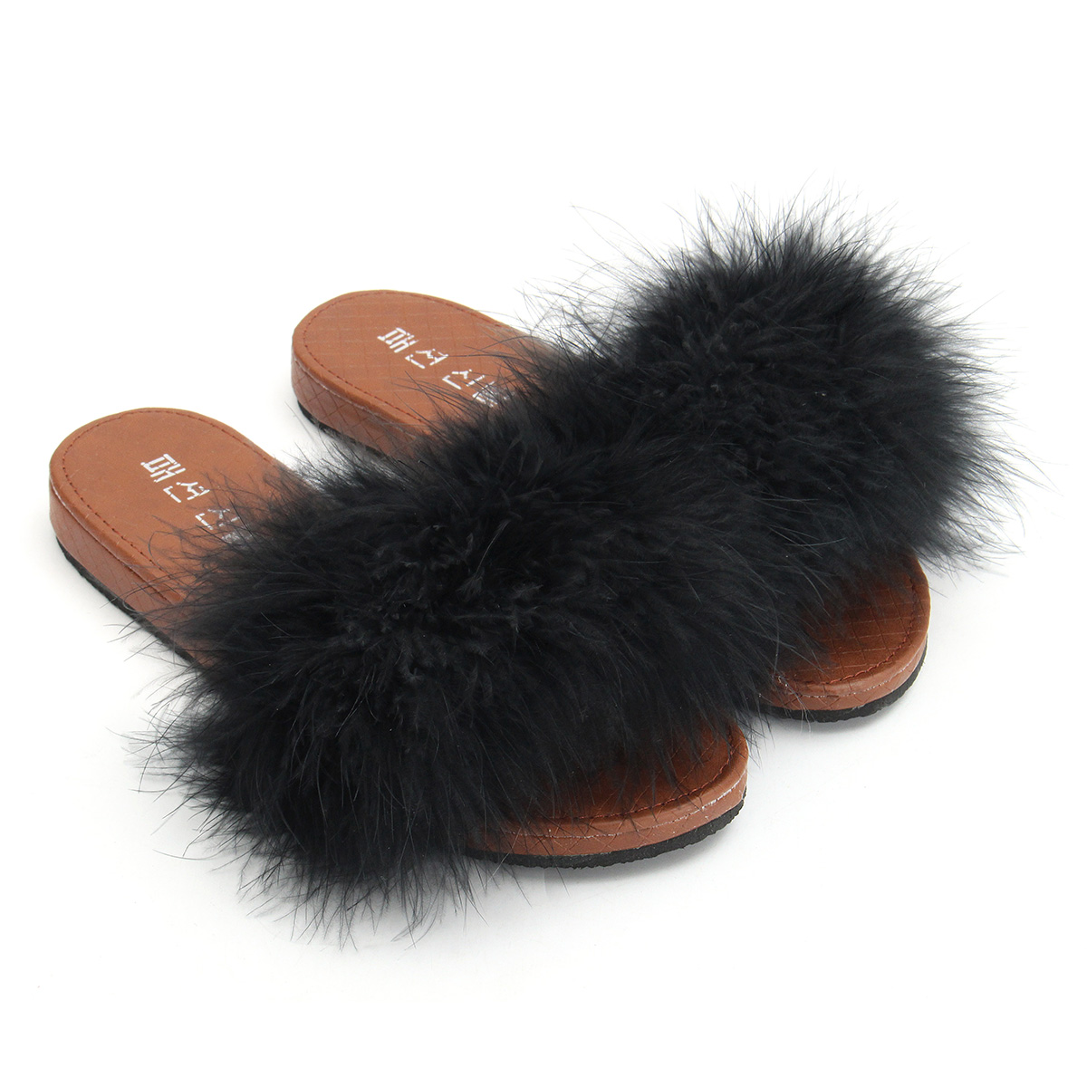 fluffy flat mules