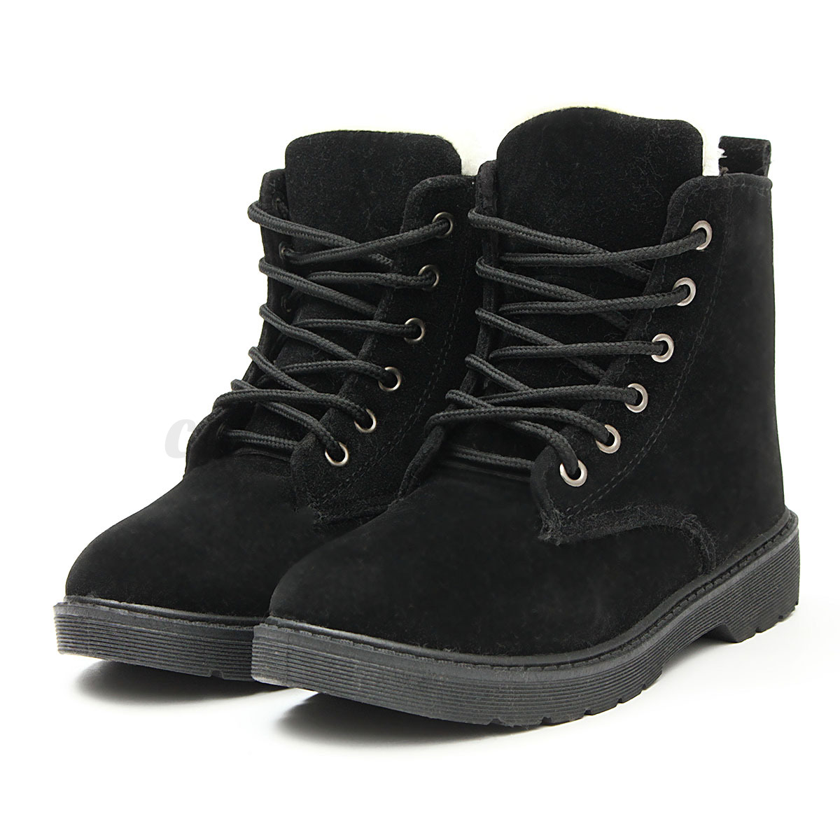 Womens Winter Warm Casual Faux Suede Fur Lace-up Ankle