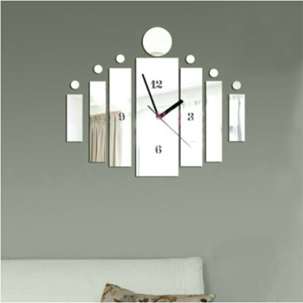 Details About Removable Modern Diy 3d Crystal Acyrlic Mirror Quartz Wall Clock Frameless Decor